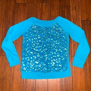 Justice Blue Leopard Long Sleeved Girl’s Shirt